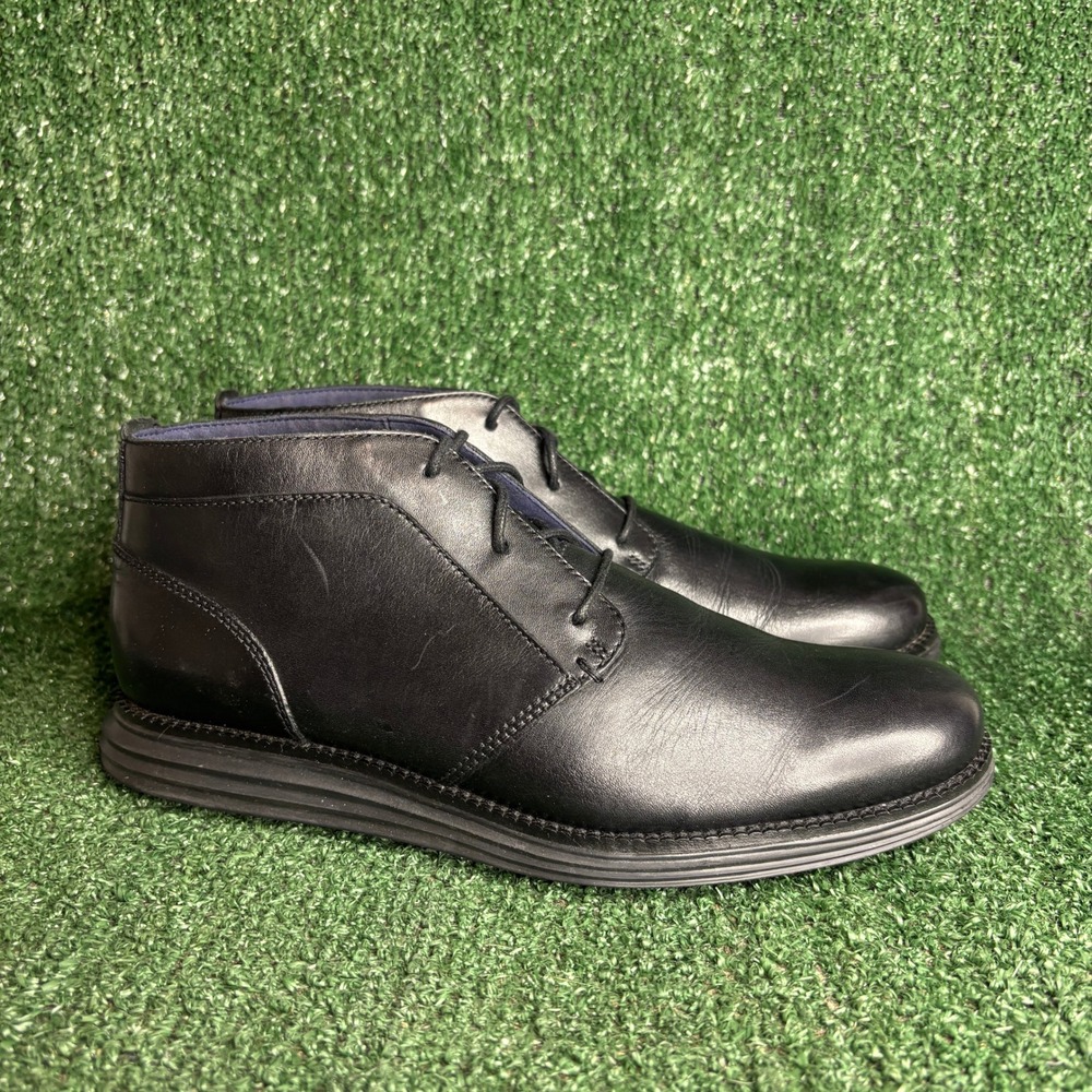 Cole Haan Grand OS Chukka Leather Lace Up Comfort Ankle Boot Black Mens 8.5 M